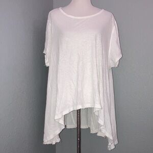 Free People Linen Blend White Oversized T Shirt Swing Style M/L We The Free